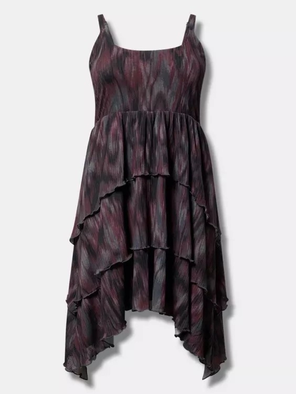 Cami Tiered Asymmetrical Marble Wallpaper Deep Black Digital Print Dress Size 0X